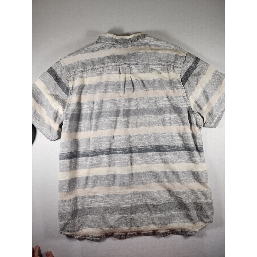 Tommy Bahama Button Down Mens XXL Gray‎ Striped Short Sleeve Linen Blend Coastal - Picture 7 of 7
